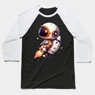 CUTE CHIBI ASTRONAUT ROCKET SUIT IN OUTERSPACE Baseball T-Shirt